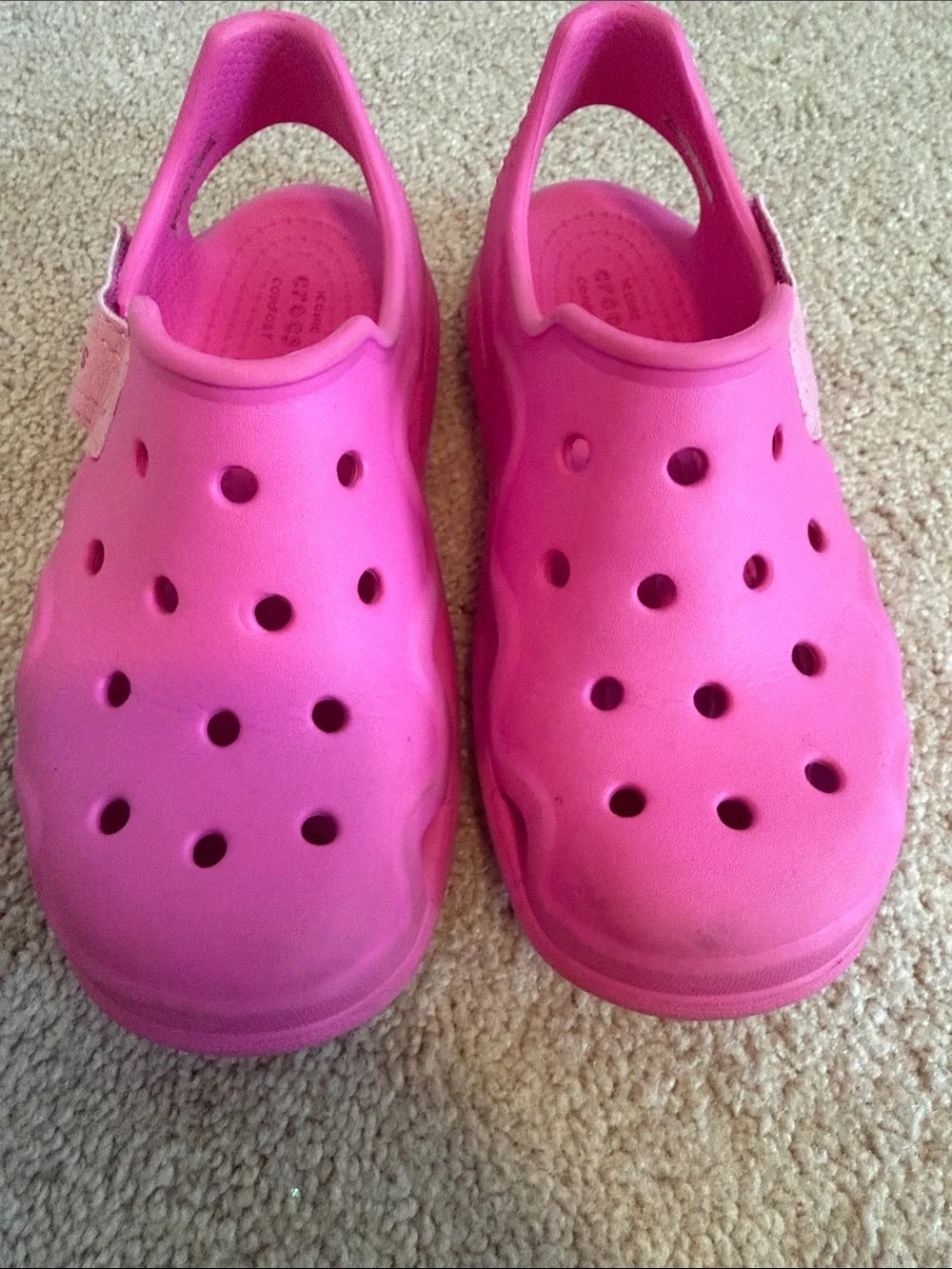 CROCS Kids Bright Pink Classic Clog with Heel Strap